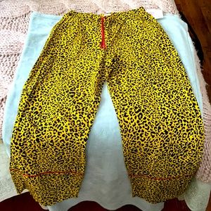 REFINERY 29 yellow cheetah, wide leg, lounge pant NWT